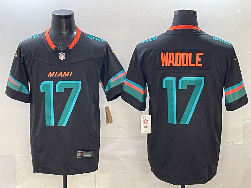 Men Miami Dolphins #17 Waddle black Nike 2025 Limited Nike NFL Jersey 07